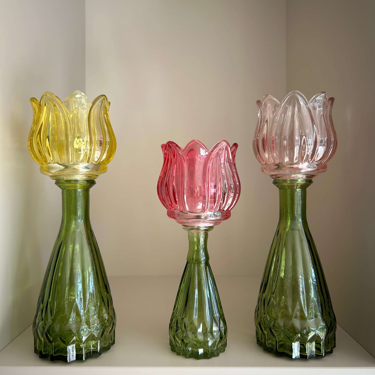 Kandelaar en Vaasje Flower T-light - fuchsia roze