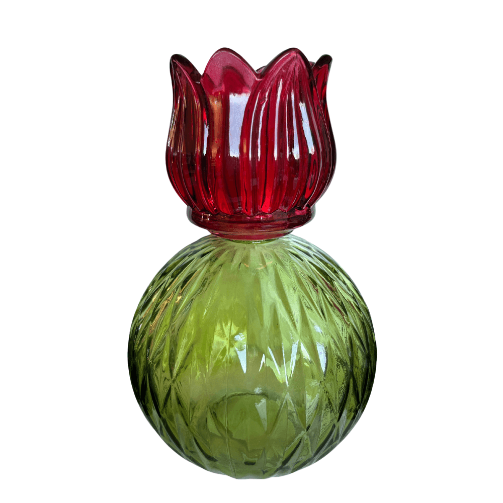 Kandelaar en Vaasje Flower T-light bol- Rood