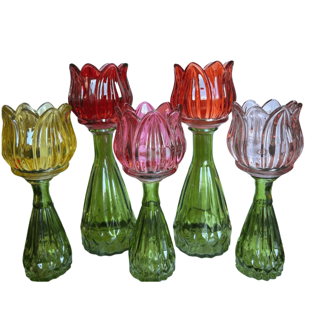 Kandelaar en Vaasje Flower T-light - fuchsia roze
