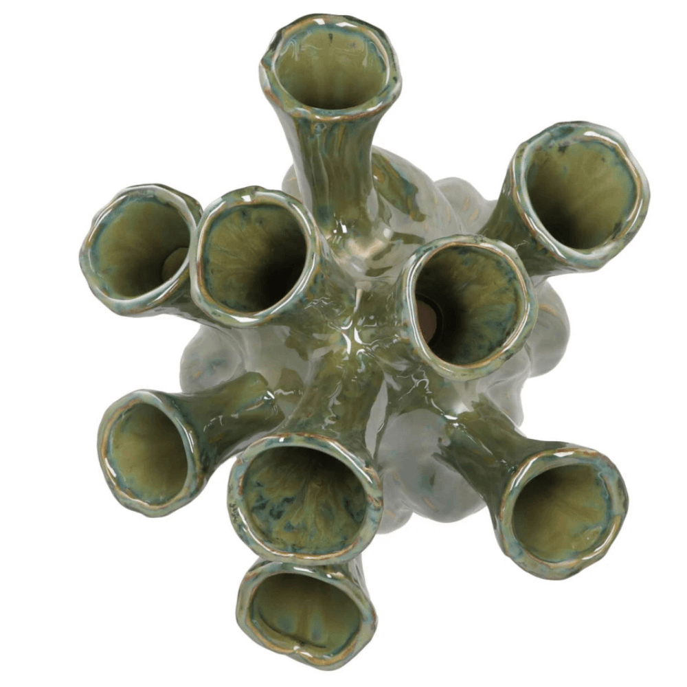 Aglio Vase mit 9 Röhren - Grün - in 2 Größen