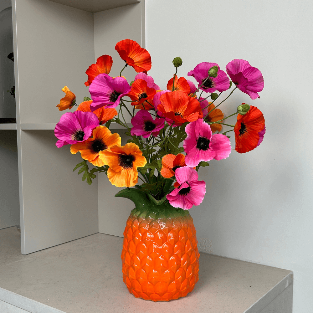 Zijden bloem Papaver - Warm Oranje