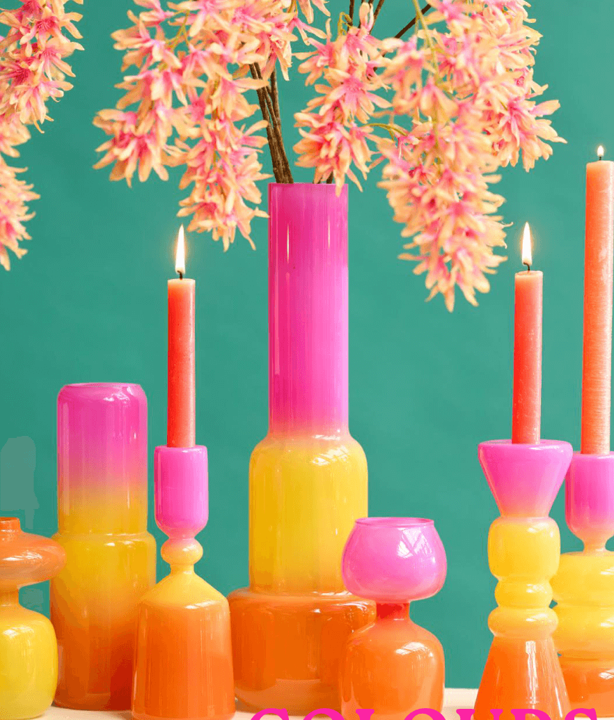 Glazen vaasjes - Roze & Oranje & Geel