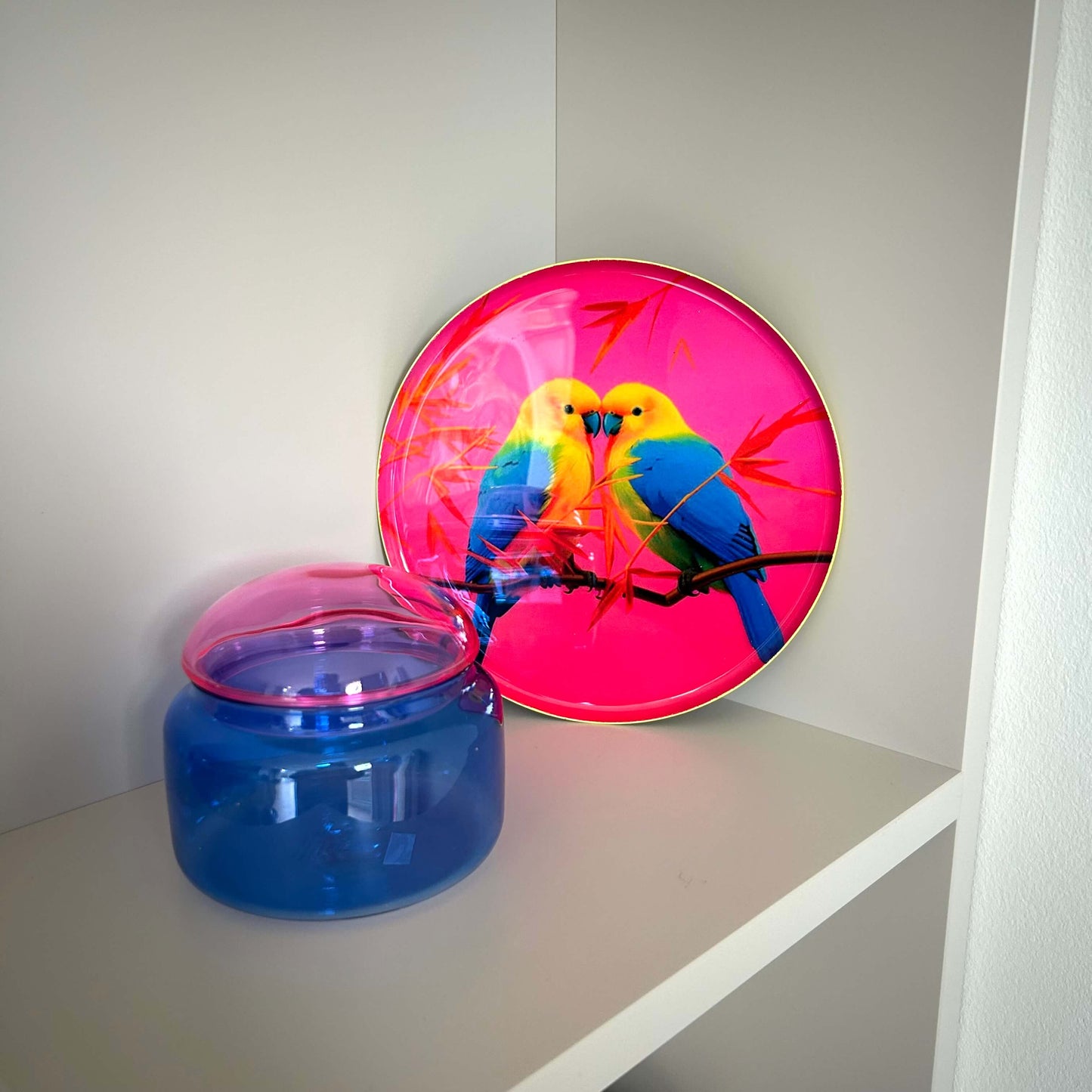 Glazen Voorraadpot met Roze & Blauw medium