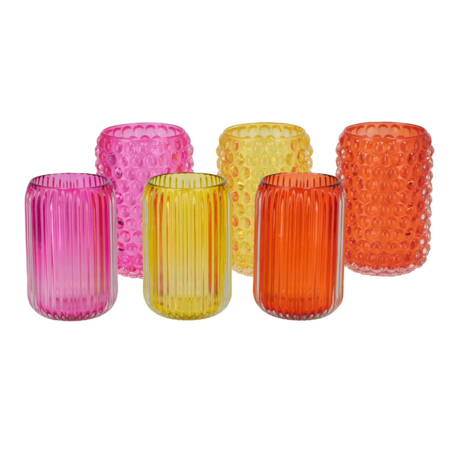 Set van 3 hoge waxinehouders – ribbel of bolletjes