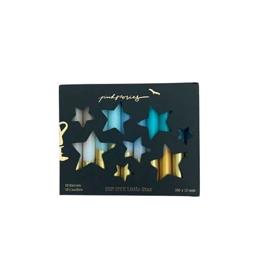 Dip Dye kaarsjes Little Star - Aqua Stars