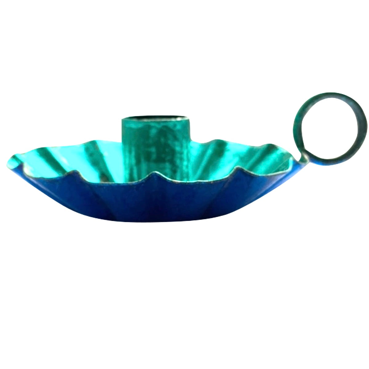 Kandelaar Flower aqua / kobalt blauw metallic maat S en M