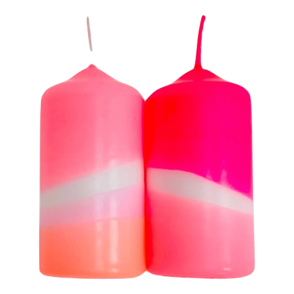 Dip Dye pillar kaars neon Flamingo dreams