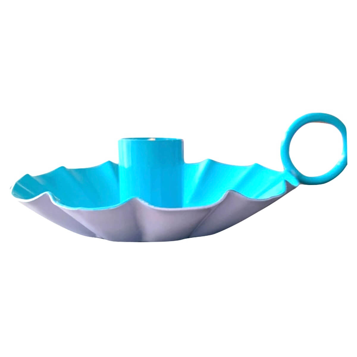 Kandelaar Flower aqua blauw / roze maat S en M