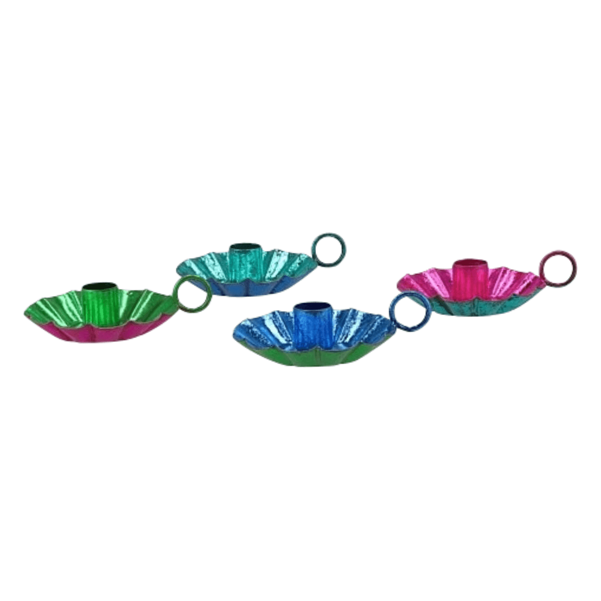 Kandelaar Flower aqua / kobalt blauw metallic maat S en M