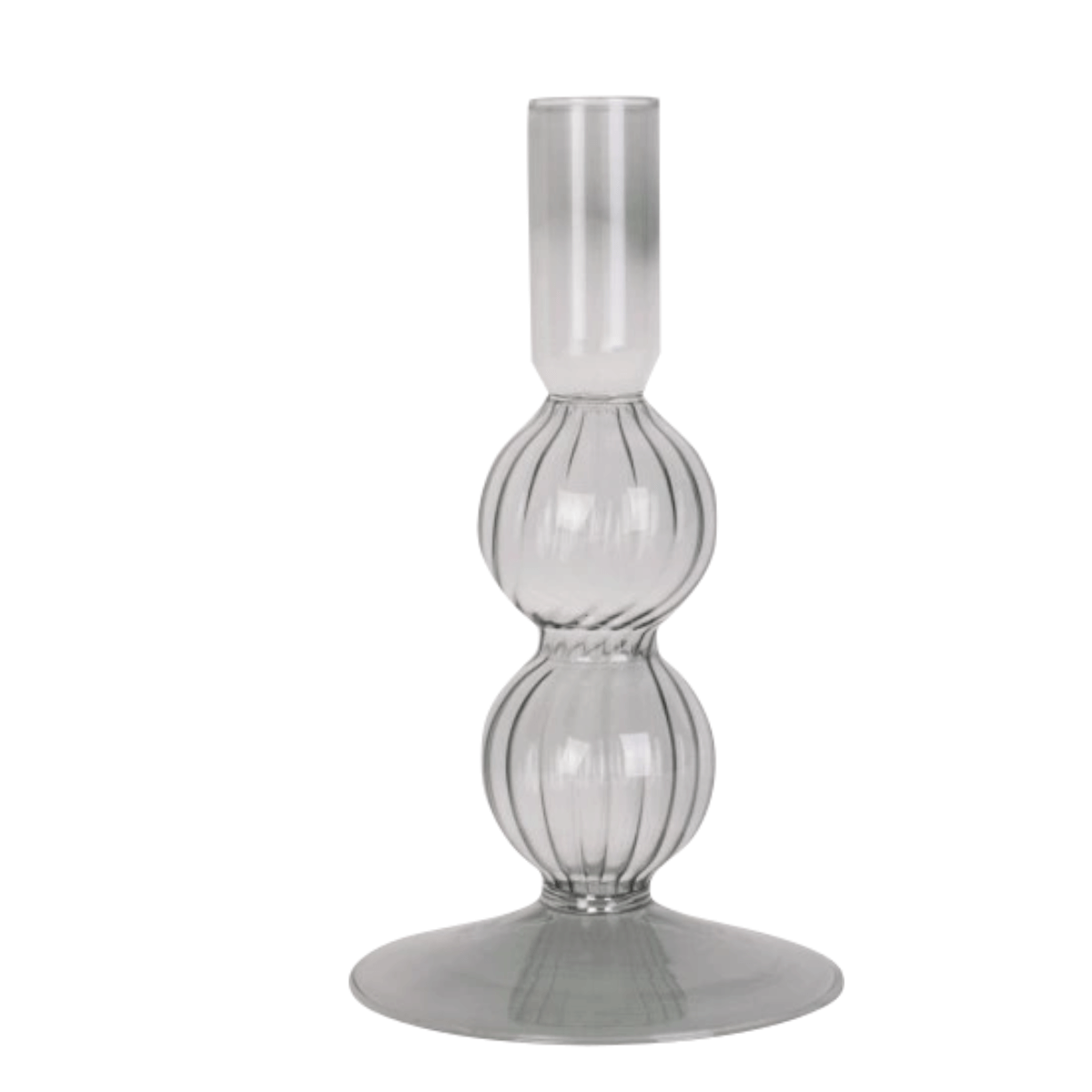 Glazen kandelaar Swirl Bubbles Grijs