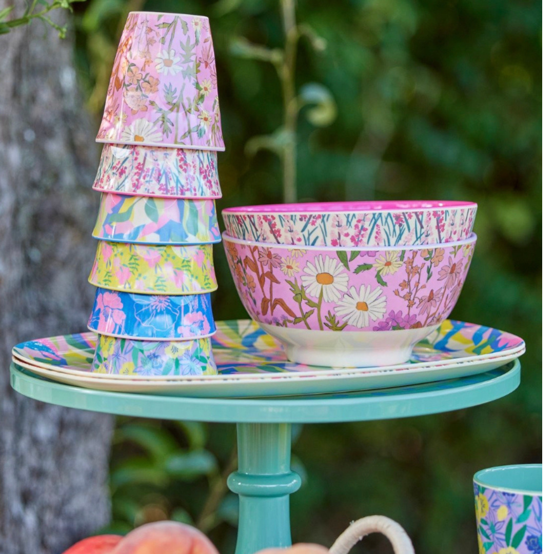 Melamine beker Fancy Pansy print - Rice