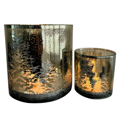 Glazen windlicht Winterbos – Small & Large