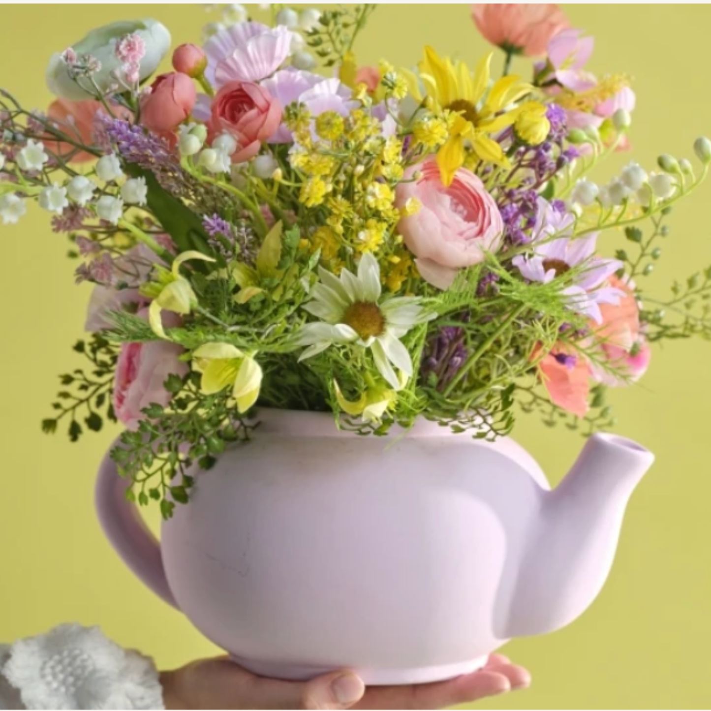 Theepot plantenpotje – roze & paars