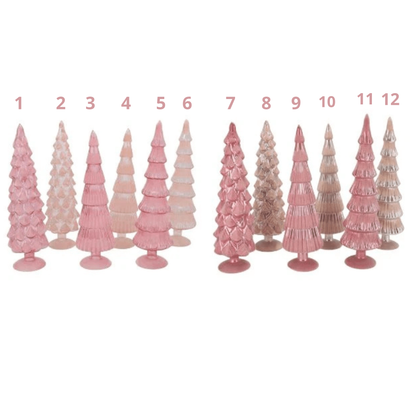 Glazen Kerstboompjes –Roze /nude  - Glimmend en Transparant