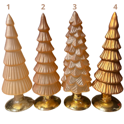 Kerstboompjes Zand –mat en metallic Glas