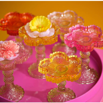 Kerzenständer aus Glas Blume – 12 cm – in 4 Farben erhältlich