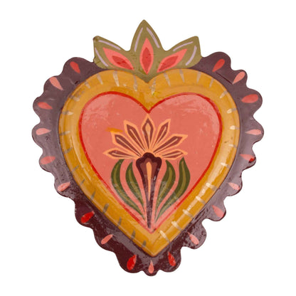 Handbeschilderd houten hart met bloem