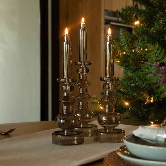 Glazen olielamp Candleholder - Champagne –  in 2 maten verkrijgbaar
