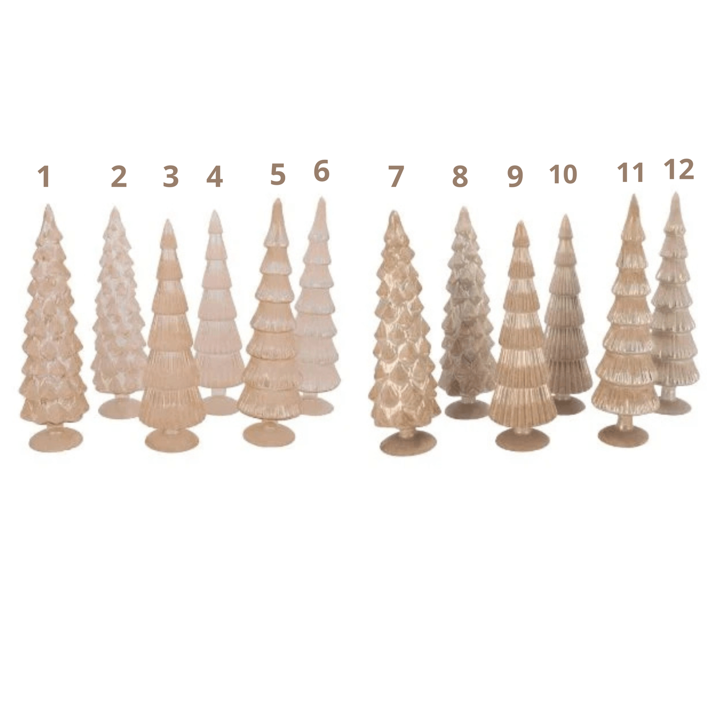 Glazen Kerstboompjes –Zand - Glimmend en Transparant