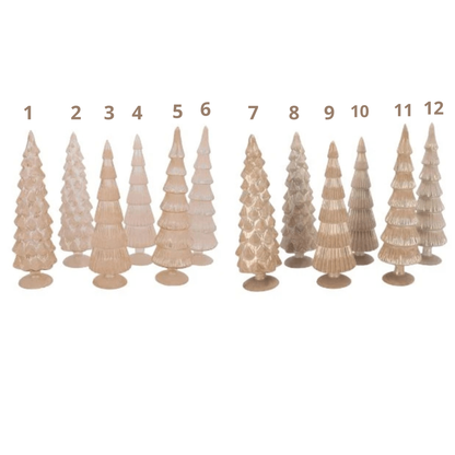Glazen Kerstboompjes –Zand - Glimmend en Transparant