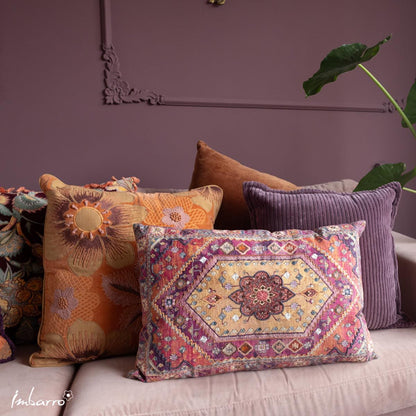 Vintage sierkussen roze oranje - 40x60 cm