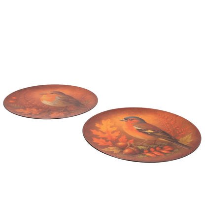 Melamine decoratiebord herfst met vogel  - Ø33 cm
