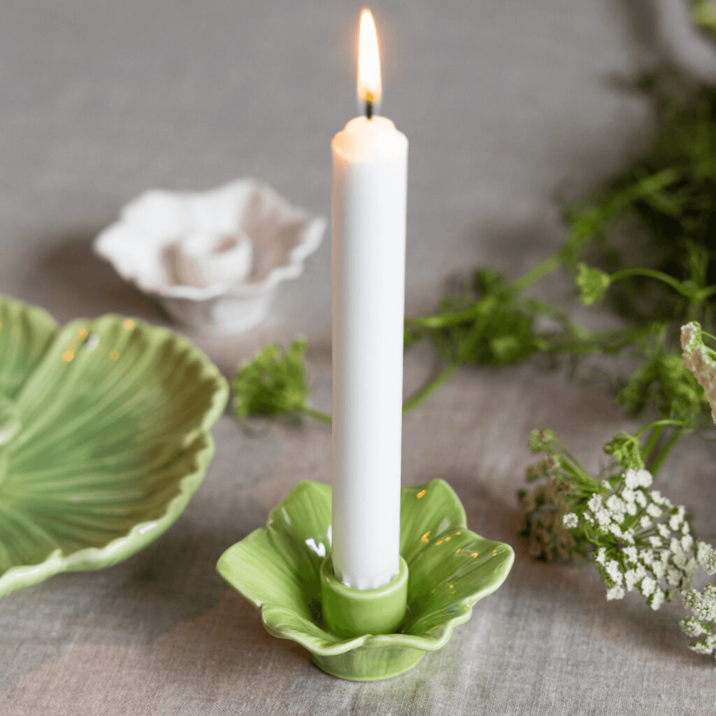 Bloem Keramieken Kandelaar – Ø 10 cm – Groen