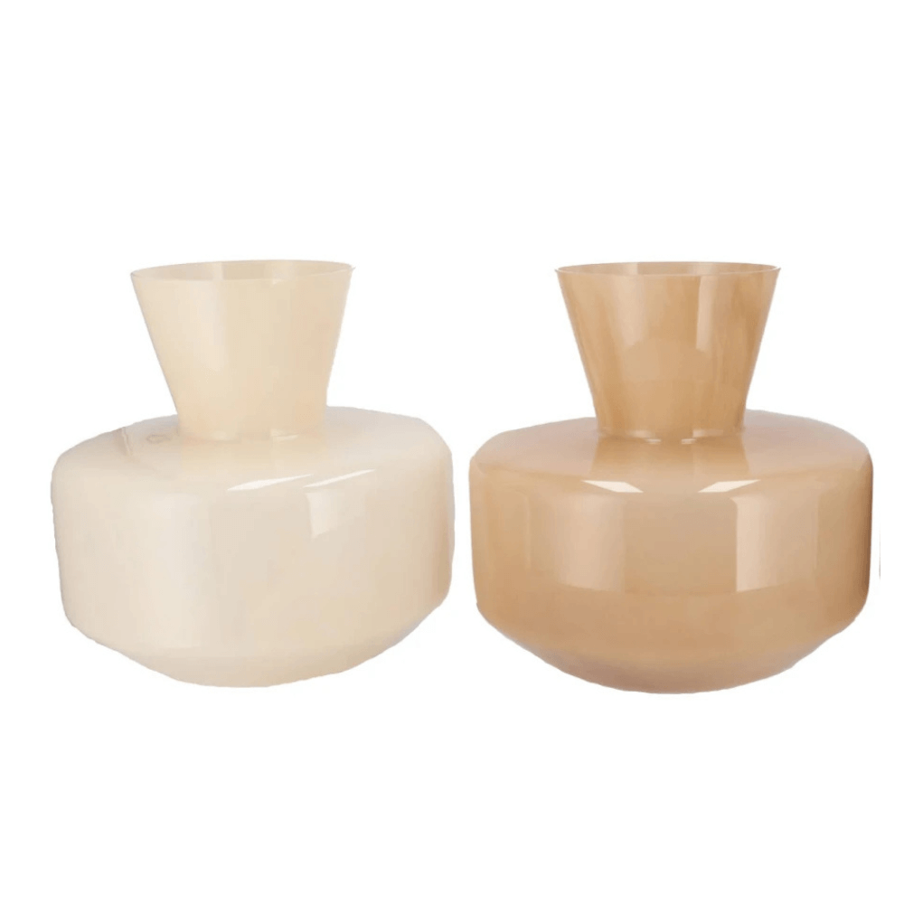 Glazen Vaas – 25 cm Hoog – Crème en Zand - Favoriet!!!