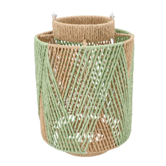 Lantaarn - naturel/groen – 36 cm