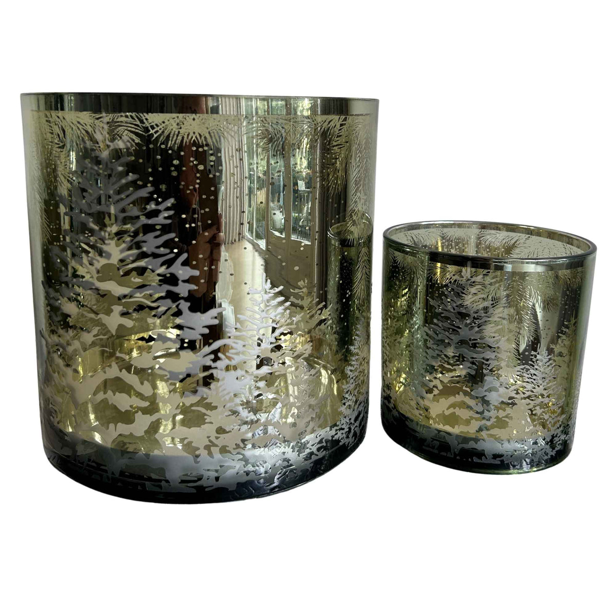 Glazen windlicht Winterbos – Small & Large