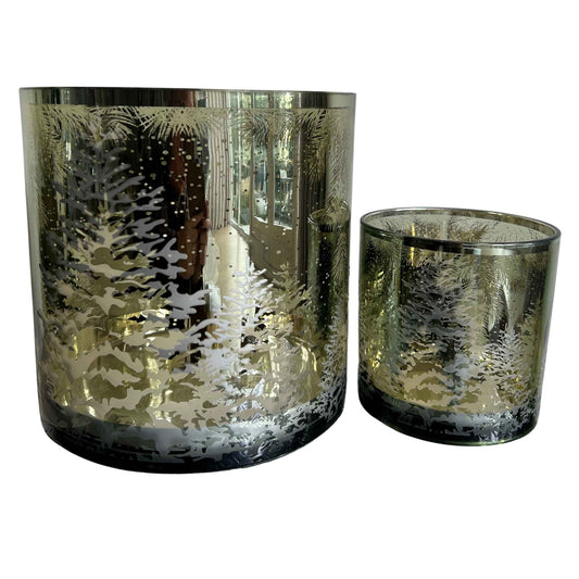 Glazen windlicht Winterbos – Small & Large