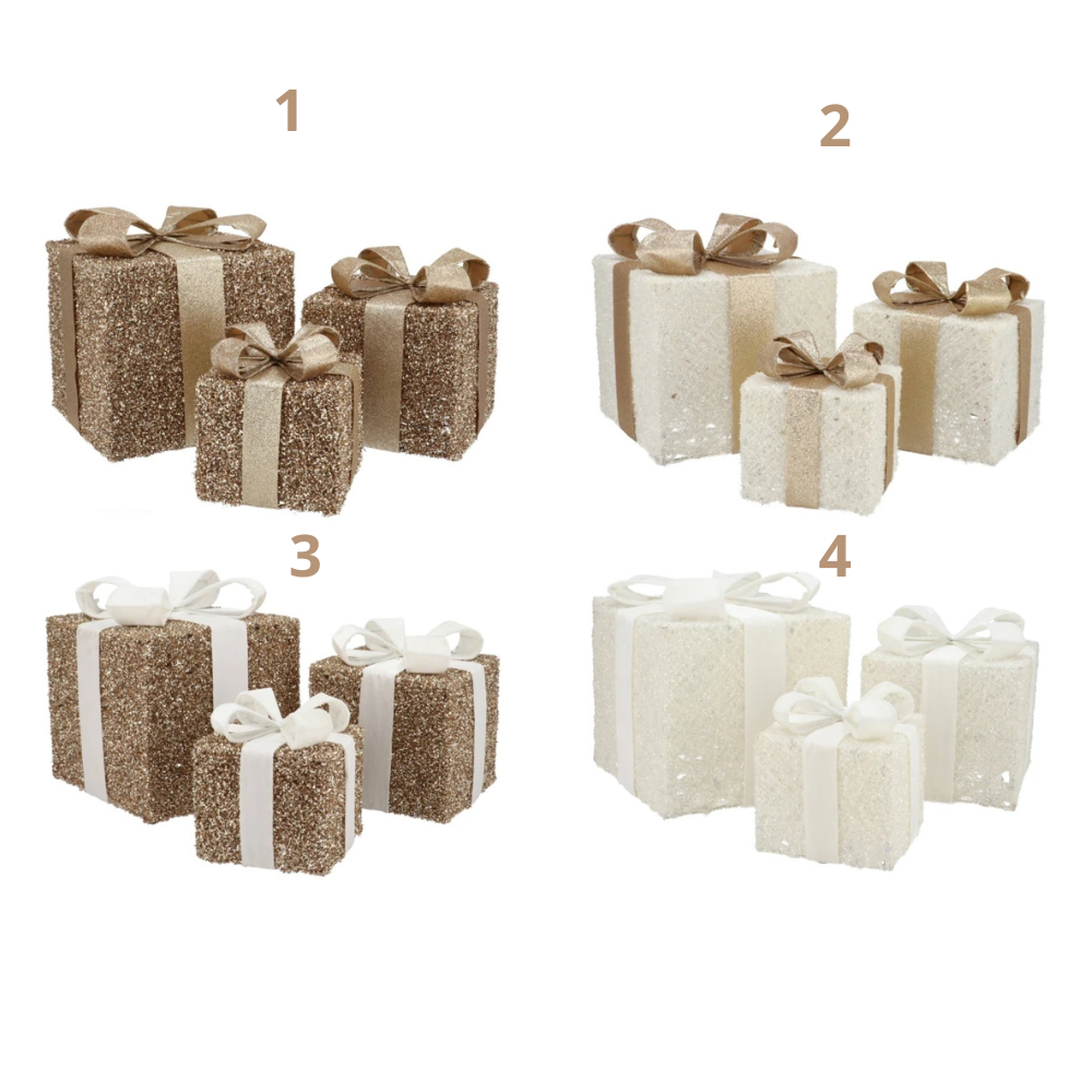 Set van 3 Sparkle Cadeaudozen met LED Licht