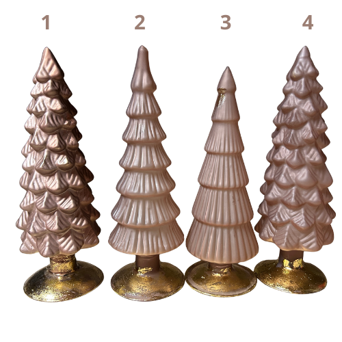 Kerstboompjes Bruin –mat en metallic Glas