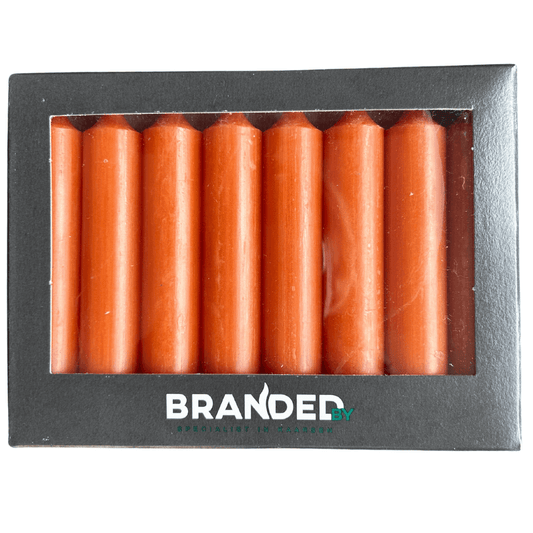 Korte Dinerkaarsen – Set van 8 – Cognac