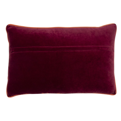 Bordeaux velvet sierkussen met borduurwerk - 40x60 cm