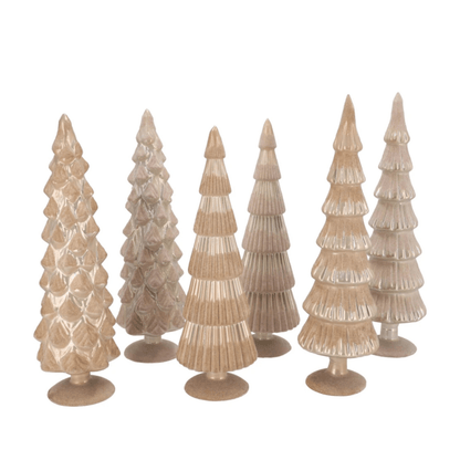 Glazen Kerstboompjes –Zand - Glimmend en Transparant