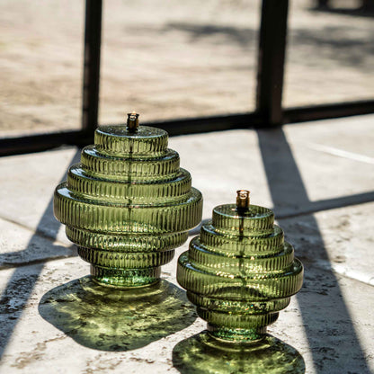 Glazen olielamp Twin – 2 maten - Groen