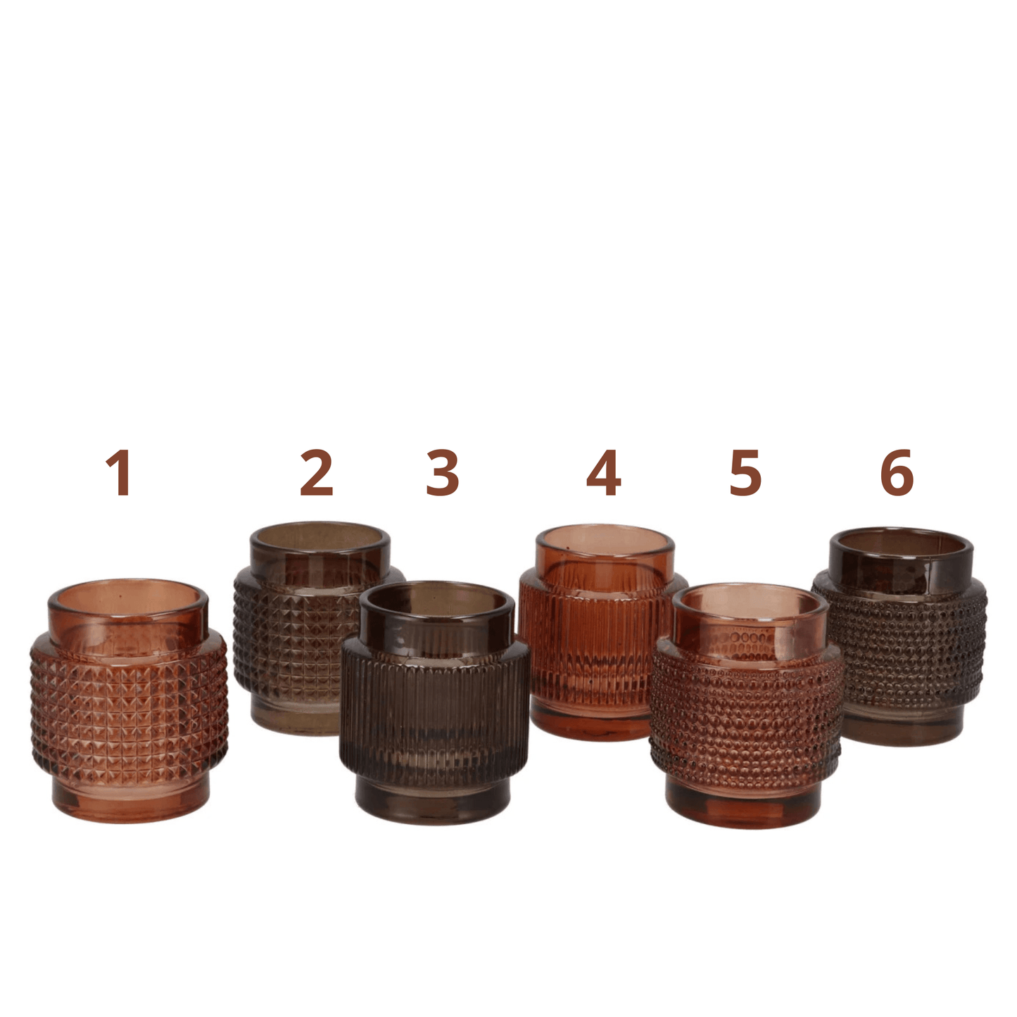 Waxinehouder glas bruintinten - 8 cm - per stuk