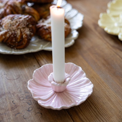 Bloem Keramieken Kandelaar – Ø 13 cm – Licht Roze