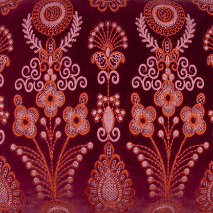 Bordeaux velvet sierkussen met borduurwerk - 40x60 cm