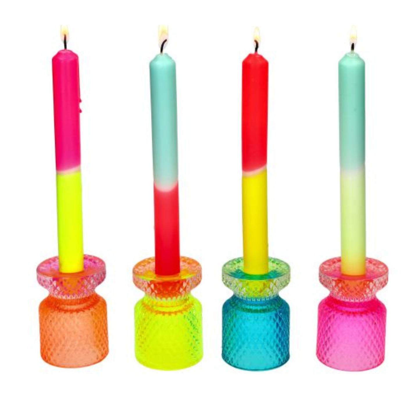 Glazen kandelaar en waxinehouder in een - Neon