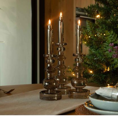 Glazen olielamp Candleholder - Champagne –  in 2 maten verkrijgbaar