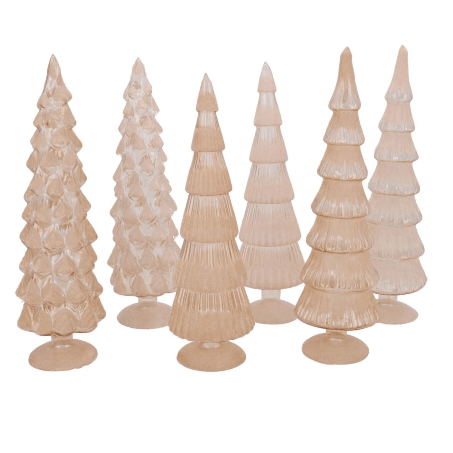 Glazen Kerstboompjes –Zand - Glimmend en Transparant