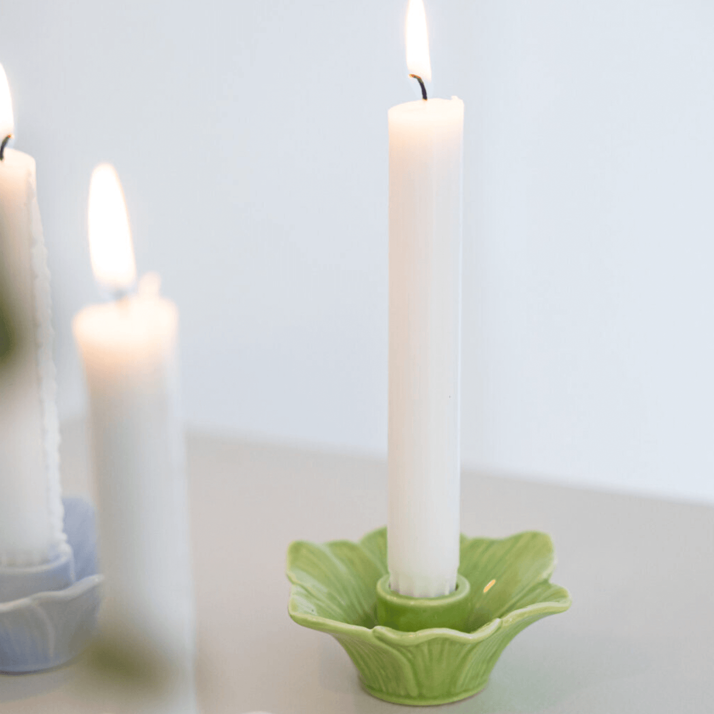 Bloem Keramieken Kandelaar – Ø 10 cm – Groen