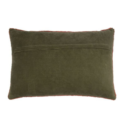 Vintage sierkussen oudgroen met borduurwerk -40x60 cm