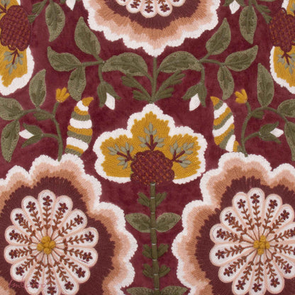Velvet sierkussen met bloemen - 50x50 cm
