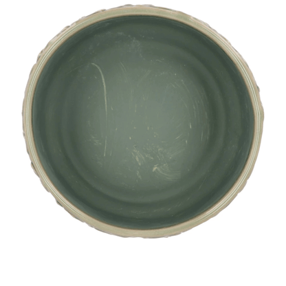 Geglazuurde bloempot - met bloemenreliëf