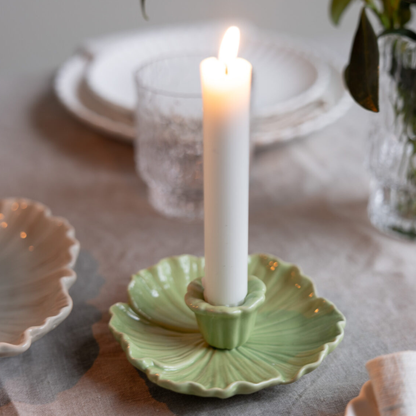 Bloem Keramieken Kandelaar – Ø 13 cm – Groen