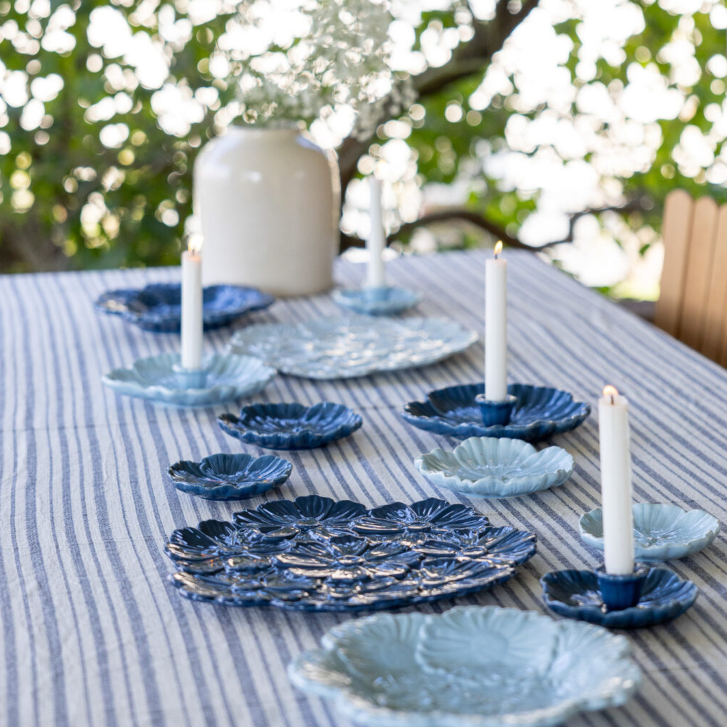 Bloem Keramieken Kandelaar – Ø 13 cm – Licht Blauw