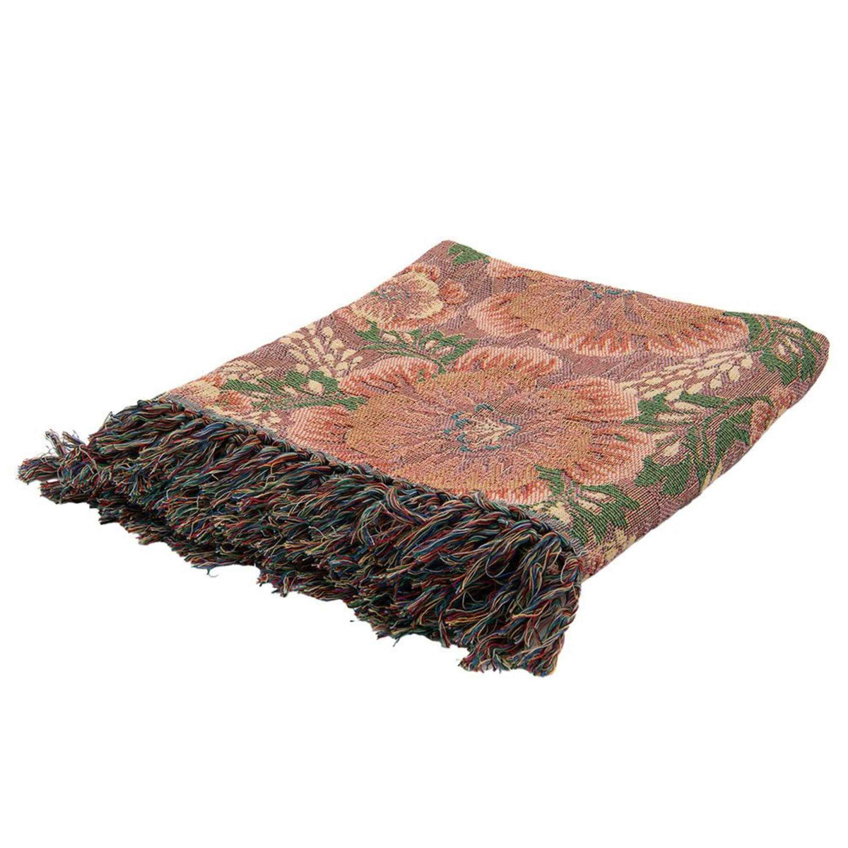 Jacquard plaid bloemen roze - 130x170 cm